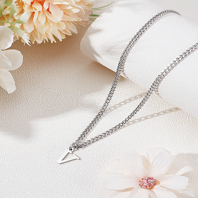 1Pc 304 Stainless Steel Letter Pendant Necklaces NJEW-LP0001-33V-P-1