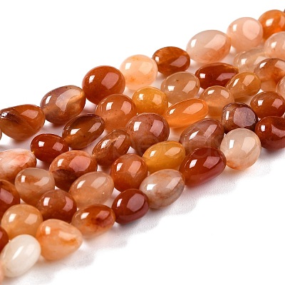 Natural Golden Silk Jade Beads Strands G-G018-16-1