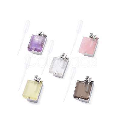 Rotatable Natural Quartz Perfume Bottle Pendants G-M362-03P-1