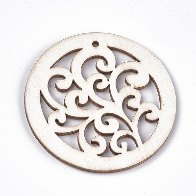 Undyed Wood Big Pendants X-WOOD-T016-08C-1