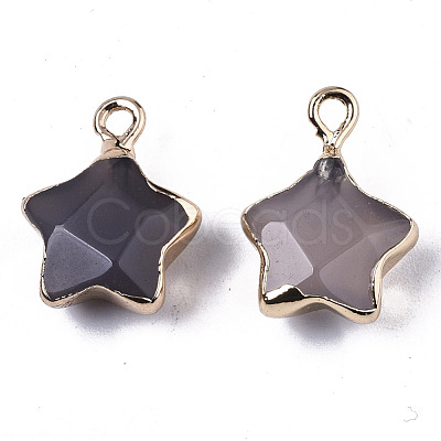 Natural Grey Agate Pendants G-N326-36C-1