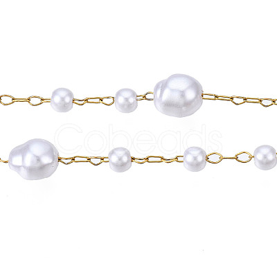 ABS Plastic Pearl Beaded Chains CHS-N003-15-1