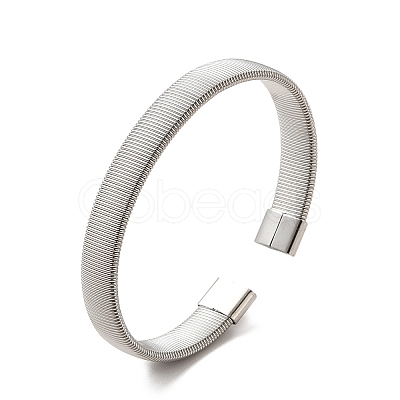 304 Stainless Steel Flat Snake Chains Shape Open Cuff Bangle for Women BJEW-C0033-05-1