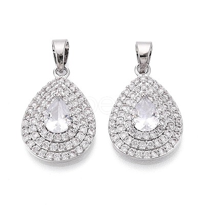 Brass Pave Clear Cubic Zirconia Pendants KK-T081-05P-1