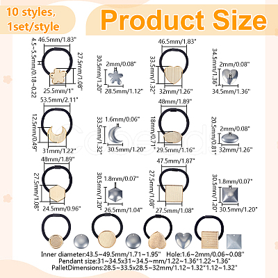 10Bags 10 Styles Metal Elastic Hair Ties Findings OHAR-ME0001-15-1