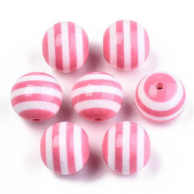 Round Striped Resin Beads X-RESI-R158-20mm-06-1