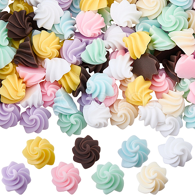 112Pcs 8 Colors Opaque Resin Cabochons RESI-SC0006-95-1