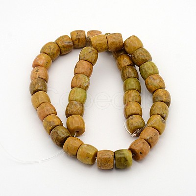 Natural Larderite Shoushan Tianhuang Stone Drum Bead Strands G-E252-27-1