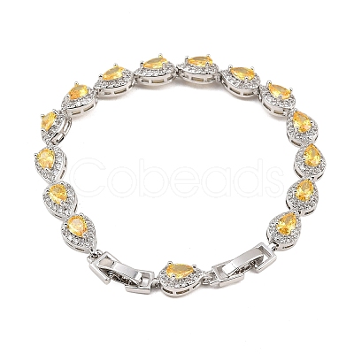 Platinum Tone Brass Micro Pave Cubic Zirconia Tennis Bracelets BJEW-B160-05P-1