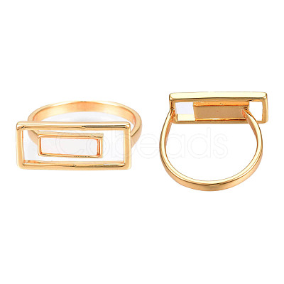 Natural Shell Rectangle Finger Ring RJEW-N039-01-1