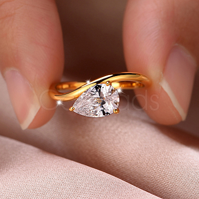Brass Pave Single Cubic Zirconia Finger Rings for Women LS-ZK8046-1-1