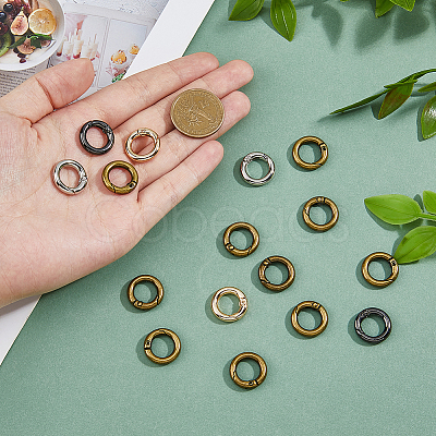 24Pcs 4 Colors Alloy Spring Gate Rings FIND-HS0001-26A-1