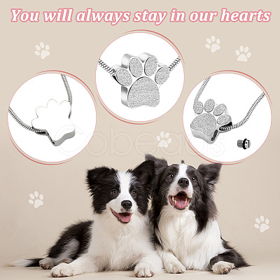 Paw Print Urn Ashes Necklace NJEW-WH0024-01S-1