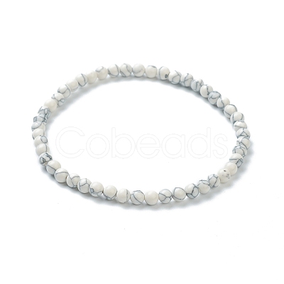 Synthetic Howlite Beaded Stretch Bracelets BJEW-A117-A-10-1