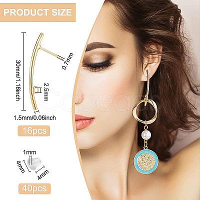 16Pcs Brass Stud Earring Findings KK-BC0008-35-1
