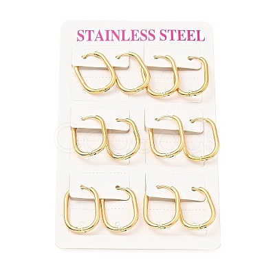 PVD Vacuum Plating 303 Stainless Steel Oval Hinged Hoop Earrings with 316 Stainless Steel Pins for Women EJEW-F285-31B-G-1