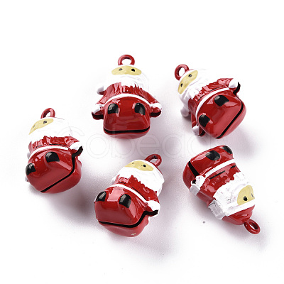 Christmas Baking Paint Brass Bell Pendants X-KKB-S002-002-1