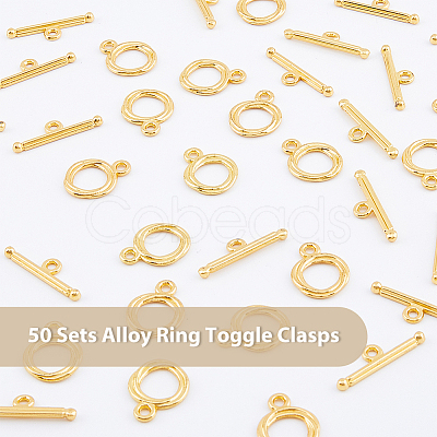 50 Sets Alloy Ring Toggle Clasps FIND-DC0002-77-1