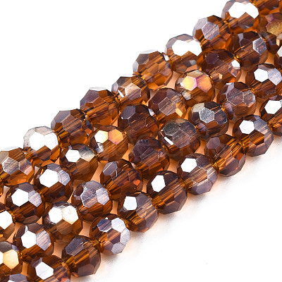 Electroplate Glass Beads Strands EGLA-R016-4m-4-1