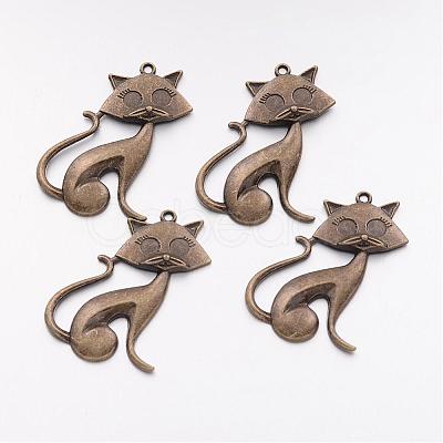 Tibetan Style Alloy Kitten Pendants TIBEP-22758-AB-NR-1