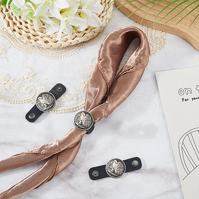 6Pcs Alloy with Imitation Leather Scarf Clips AJEW-CL0004-82B-1