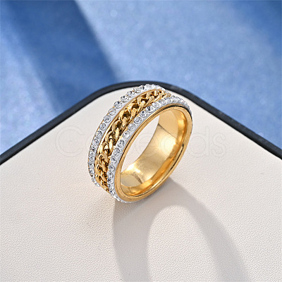 Stainless Steel with Rhinestone Finger Rings FS-WGB751E-58-1