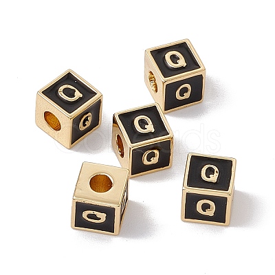Rack Plating Brass Enamel Beads KK-B060-04G-01Q-1