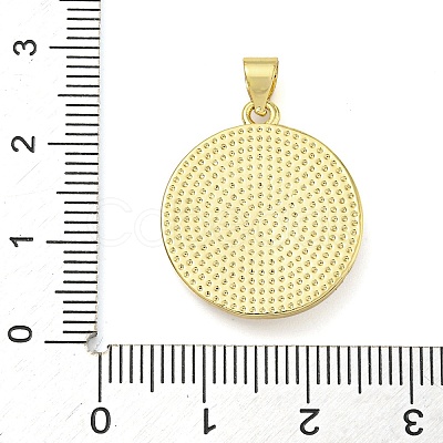 Rack Plating Brass Pave Shell Flat Round Pendants KK-Z063-11G-01-1
