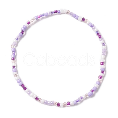 3Pcs 3 Style Glass Seed Beaded Anklets Set AJEW-AN00541-1