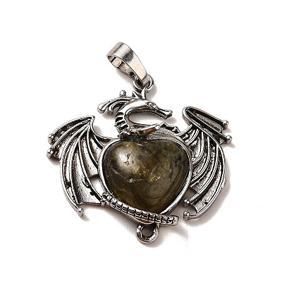 Natural Labradorite Heart Pendants KK-K331-01AS-04-1