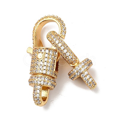 Brass Micro Pave Clear Cubic Zirconia Interlocking Clasps KK-J301-01-1