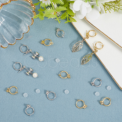 20Pcs 2 Colors Brass Clip-on Hoop Earring Converters Findings KK-SP0002-53-1