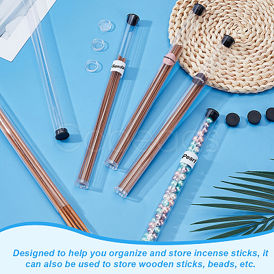 50Pcs Transparent Tube Plastic Bead Containers with Lids & 2 Styles Blank Paper Stickers FIND-GA0008-27-1