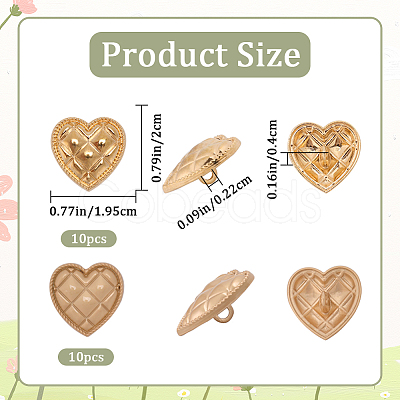 20Pcs 2 Colors 1-Hole Alloy Shank Buttons BUTT-GF0001-22-1