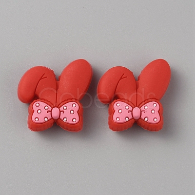 Rabbit with Bowknot Food Grade Eco-Friendly Silicone Beads LS-SIL-WH0018-008A-1