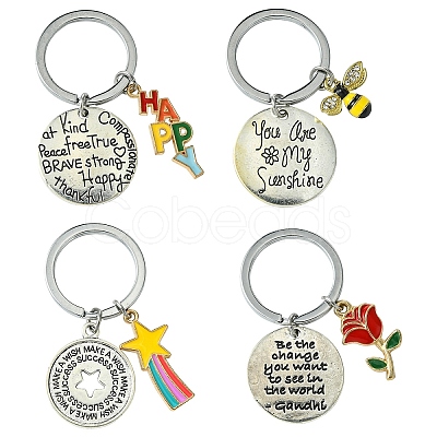 Bees Alloy Enamel & Rhinestone Keychain KEYC-YW00071-01-1