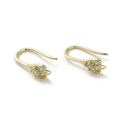 Brass Micro Pave Cubic Zirconia Earring Hooks KK-C048-13A-G-1