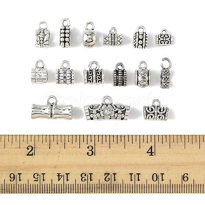 75Pcs 15 Styles Tibetan Style Alloy Tube Bails FIND-FS0004-50-1