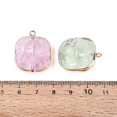 Brass Glass Pendants KK-Q076-01KCG-1