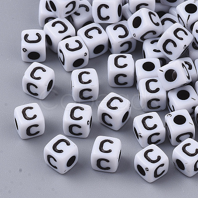 White Opaque Acrylic Beads X-MACR-R869-02C-1