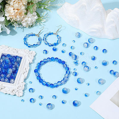 450Pcs 4 Styles Spray Painted Crackle Glass Beads CCG-PA0001-09D-1