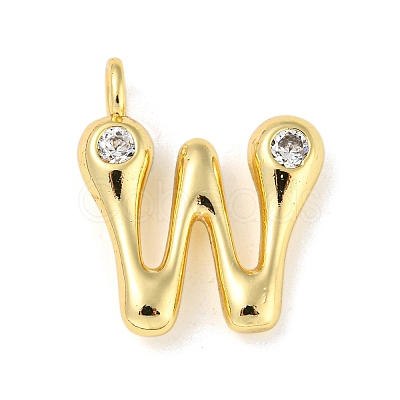 Rack Plating Brass Micro Pave Cubic Zirconia Pendants KK-A200-24G-W-1