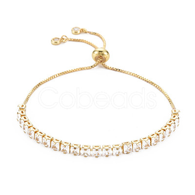 Cubic Zirconia Tennis Bracelet BJEW-T020-03A-02G-1