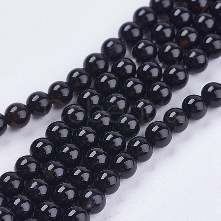 Natural Black Onyx Beads Strands X-G-H1567-4MM-1