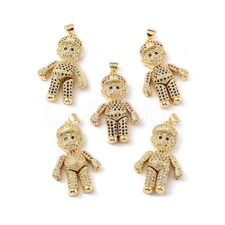 Brass Micro Pave Cubic Zirconia Pendants KK-P233-01G-1