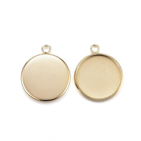 Ion Plating(IP) 304 Stainless Steel Pendant Cabochon Settings X1-STAS-G127-13-14mm-G-1