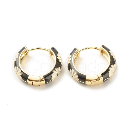 Daisy Flower Enamel Hoop Earrings EJEW-G290-01G-E-1