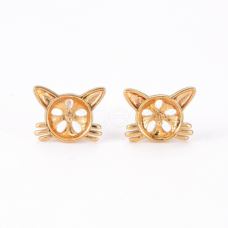 Brass Stud Earrings Findings KK-T062-116G-NF-1