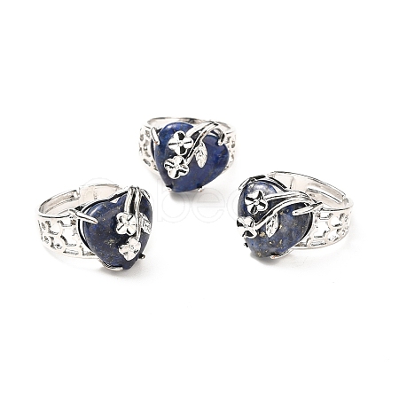 Natural Lapis Lazuli Adjustable Rings RJEW-P043-03P-13-1