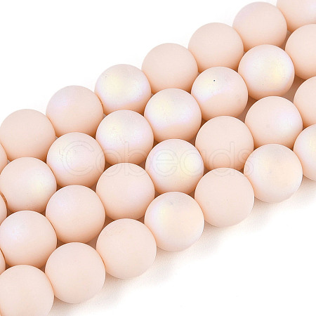 Frosted Opaque Glass Beads Strands GLAA-T032-P10mm-MBB09-1